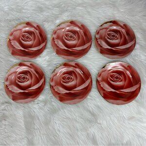 Classic Coffee & Tea Set of 6 Rose Floral‎ 7” Desert Serving Plates